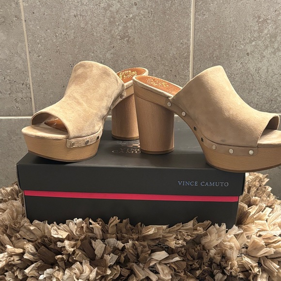Vince Camuto Shoes - Vince Camuto Women's Beige Suede Mules